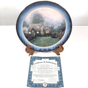 Thomas Kinkade Plate Evening at Merritt's Cottage Bradford Exchange Lenox W/Cert